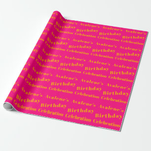 Fet Rosa och Bright Orange Födelsedagsfirande Presentpapper