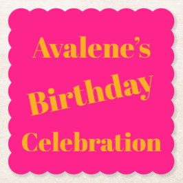 Fet Rosa och Bright Orange Födelsedagsfirande Underlägg Papper