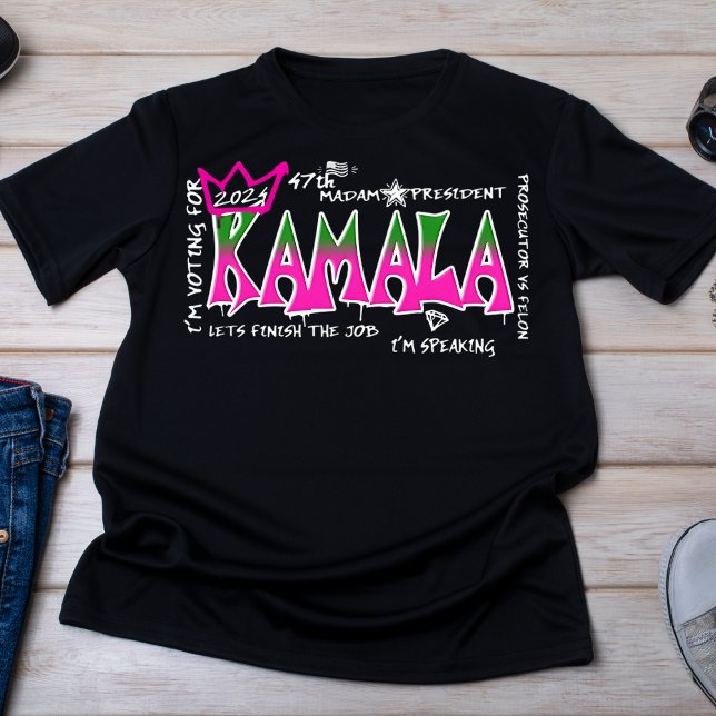 Fet Rosa och Grönt Kamala 2024 Graffiti T Shirt (Skapare uppladdad)