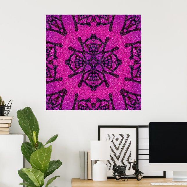 Fet Rosa och Lila Geometric Mönster Poster (Hemmakontoret)