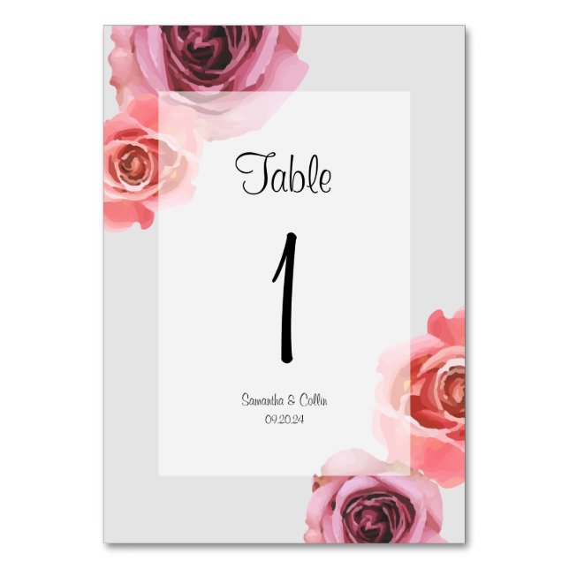 Fet Rosa och Lila Vår Ro Bordsnummer (Framsidan)