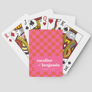 Fet Rosa och rödschaktbord Personligt bröllp Casinokort