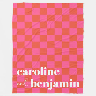 Fet Rosa och rödschaktbord Personligt bröllp Fleecefilt
