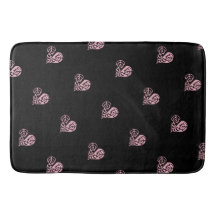 Fet Rosa och svart filigree Heart Bath Mat