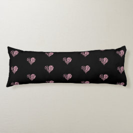 Fet Rosa och svart filigree Heart Body Pillow Kroppskudde
