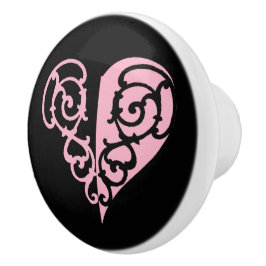 Fet Rosa och svart filigree Heart Knopp