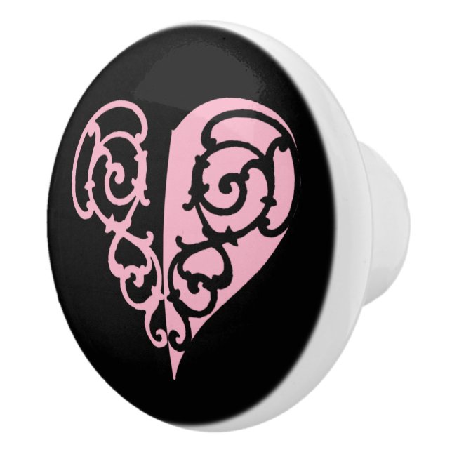 Fet Rosa och svart filigree Heart Knopp (Höger)