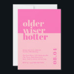Fet Rosa Older, Wiser, Hotter 30års födelsedag Inbjudningar<br><div class="desc">Firar att vi vänder 30 i stil med vår djärva och trendig "Older, Wiser, Hotter" 30års födelsedag inbjudan. Den här minimalistiska designen som fångar upp öga har en slående shock rosa som gör att du får en något sofistikerad bild av firande i milstolpen. Vår omsorgsfullt utarbetade inbjudan fångar det väsentliga...</div>