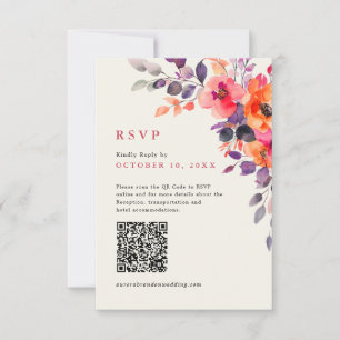 Fet Rosa Orange med vattenfärg QR-kod Foto OSA Kort