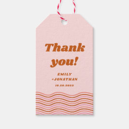 Fet Rosa Orange Red Retro Groovy Disco Bröllop Presentetikett