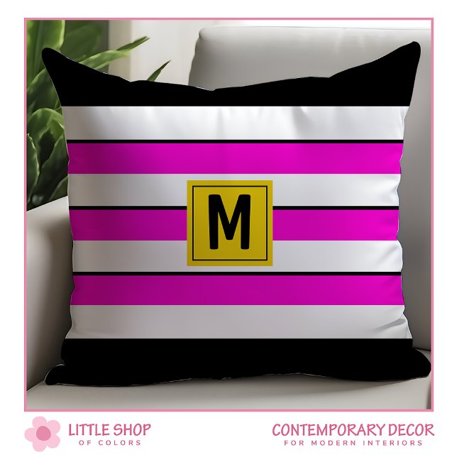 Fet Rosa Rand Monogram Kudde (Skapare uppladdad)