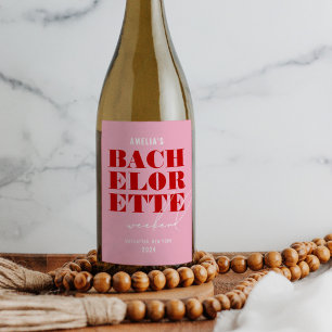 Fet Rosa & Red Bachelorette Helg Vinflaska Etikett