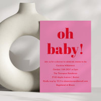 Fet Rosa Red Modern Roligt Simple Baby Shower