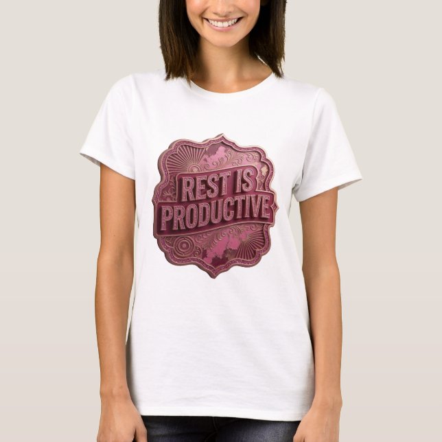Fet rosa REST IS PRODUCTIVE 3D textkonst T Shirt (Framsida)