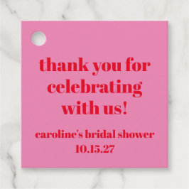 Fet Rosa Röd Anpassad Bröllopsdusch Tack Gåvor Etiketter