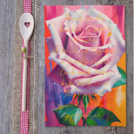 Fet Rosa ros i Bloom Dikt Bohemian Artsy Kökshandduk