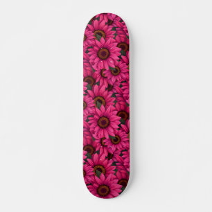 Fet Rosa Solros Mönster Mini Skateboard Bräda 18,5 Cm