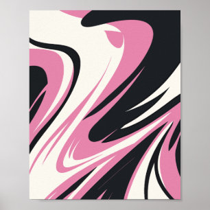 Fet Rosa, svartvitt Abstrakt Poster