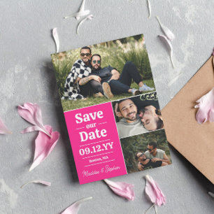 Fet Rosa Typografi Fotokollage Spara datum Datumet