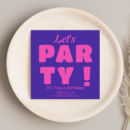 Fet Rosa Typografi Låt oss Party! Snyggt Birthday Inbjudningar