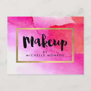 Fet Rosa Vattenfärger Makeup Artist Postcard Vykort