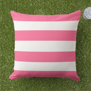 Fet rosa vit bred horisontell rand kudde