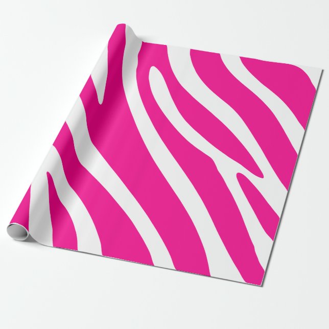 Fet Rosa Zebra ränder Presentpapper (Utrullad)