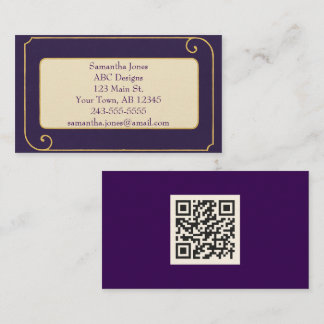 Fet Royal Lila & Guld QR-Affärskort Visitkort