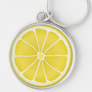 Fet segment av Lemon-Gulten Rund Silverfärgad Nyckelring