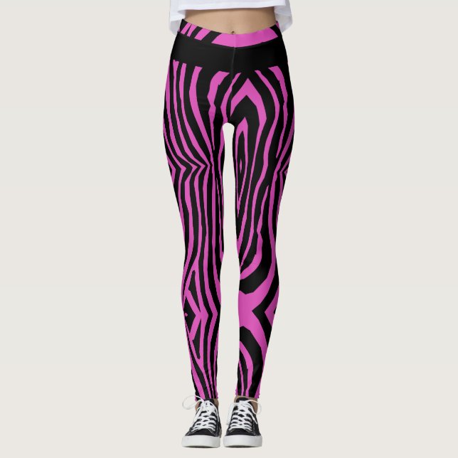 FET SHOCK ROSA & BLACK ANIMAL PRINT RAND MÖNSTER LEGGINGS (Framsida)