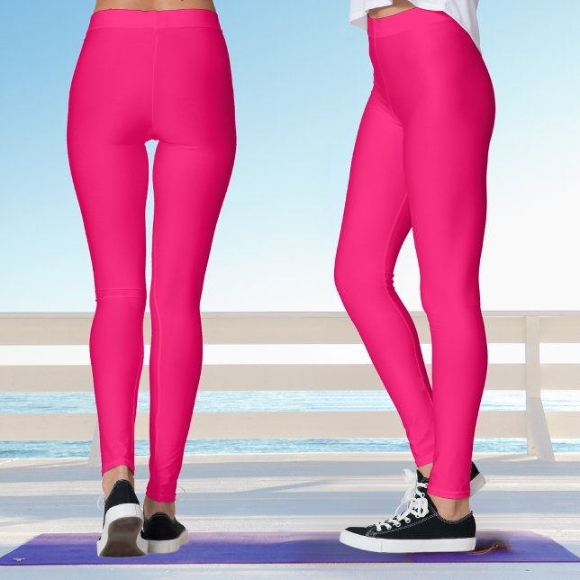 Fet Shock rosa Yoga Leggings (Back And Side)
