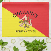 Fet Sicilien Sicilianska flaggan Röd och gul
