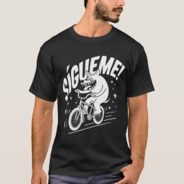 Fet "SÍGUEME"! Retro Tecknad-Varg på en Bike T Shirt