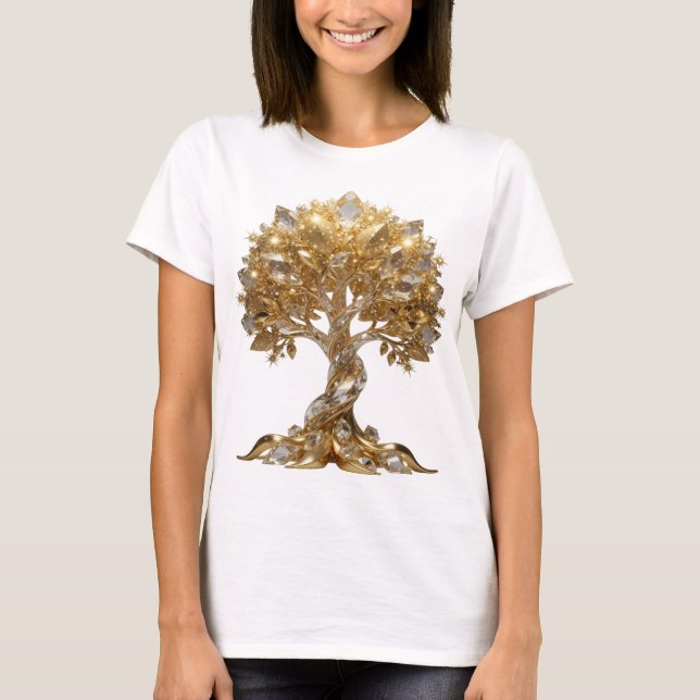 Fet Silver GULD TRÄD ET LIV Tröjd design T Shirt (Framsida)