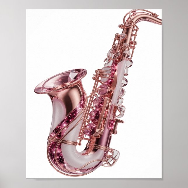 Fet Silver RÖD SAXOFON Anpassad Design Poster (Framsidan)