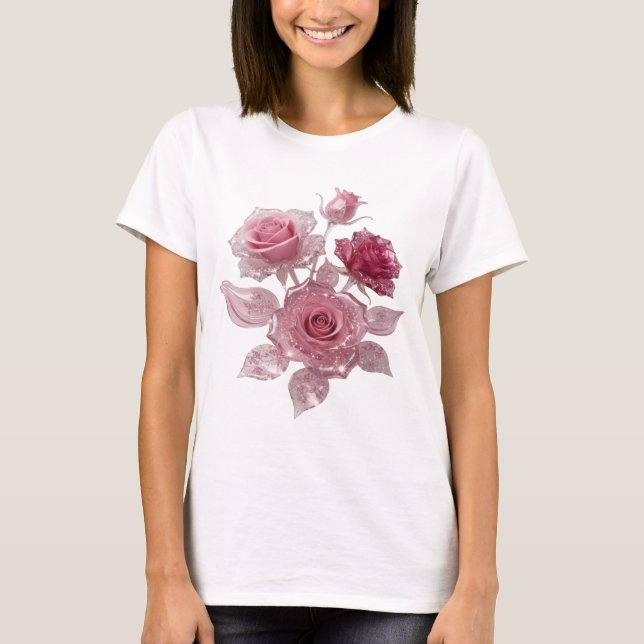 Fet Silver RÖDA ROSOR Statement T-shirt (Framsida)