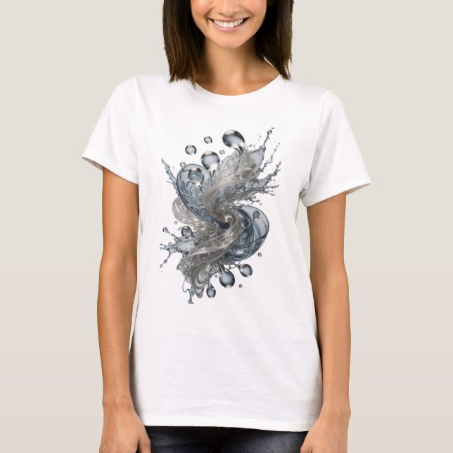 Fet Silver VATTENSPIRAL Grafisk T-shirt (Framsida)