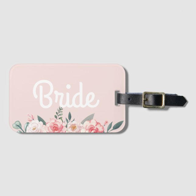 Fet skript, enkel blommigt, modern, enkel brud bagagebricka (Framsida horisontal)