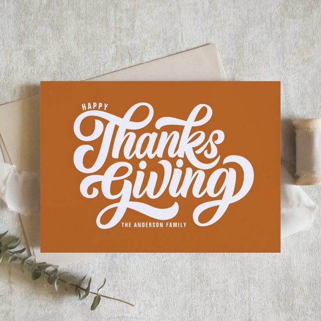 Fet skript, Orange Happy thanksgiving Julkort (Skapare uppladdad)