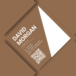 Fet skripttypgrafi Boho Beige Qr-kod Fyrkantigt Visitkort