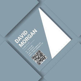 Fet skripttypgrafi Qr-kod - blått Fyrkantigt Visitkort