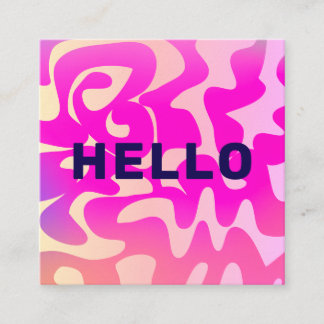 Fet skrivstil Groovy Retro Hello Rosa Färgrik Fyrkantigt Visitkort