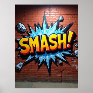 Fet SMASH! Tecknad Bok Stil Art Poster