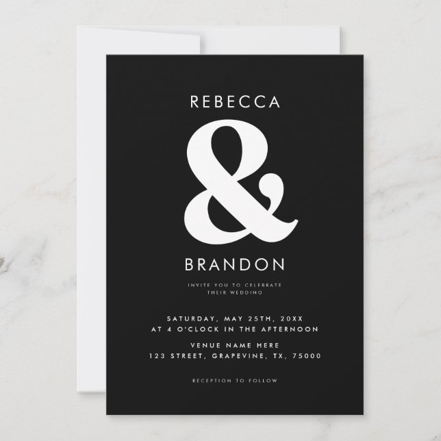 Fet Snyggt Ampersand QR-kod allt i ett Bröllop Inbjudningar (Framsida)