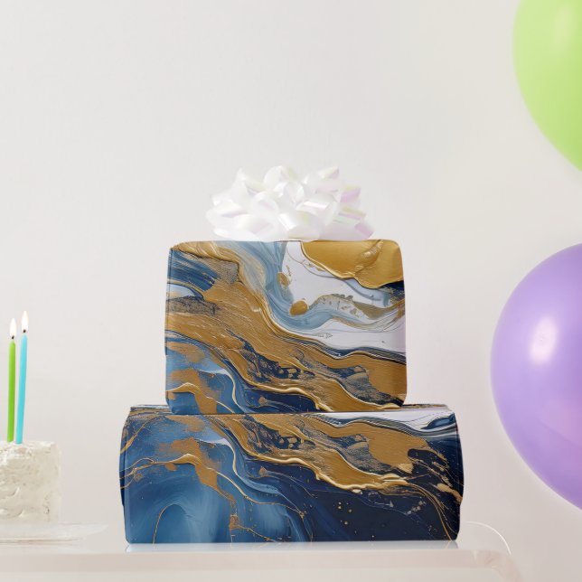 Fet Stänk i Guld och Blå Presentpapper (Festgåvor)