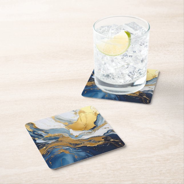 Fet Stänk i Guld och Blå Underlägg Papper Kvadrat (Insitu)