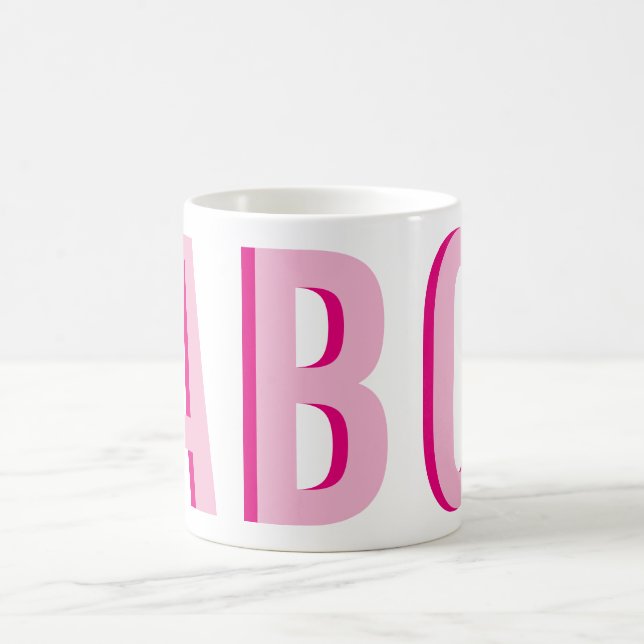 Fet staplad rosa 3 bokstäver monogram kaffemugg (Center)