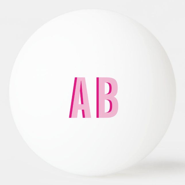 Fet staplade rosa 2 bokstäver monogram pingisboll (Framsidan)