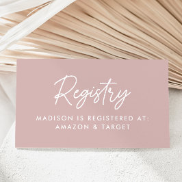 Fet stil dammrosa baby shower-registrering tilläggskort