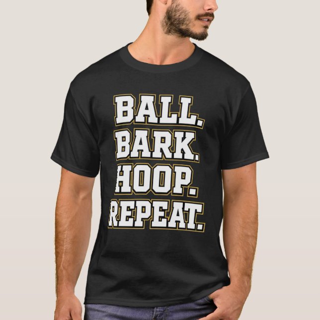Fet stil för universitetslag hund basket design t shirt (Framsida)